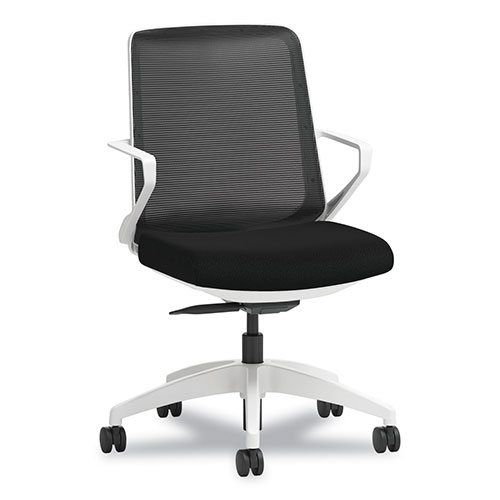 Hon Cliq Office Chair, Supports Up to 300 lb, 17" to 22" Seat Height, Black Seat/Back, White Base