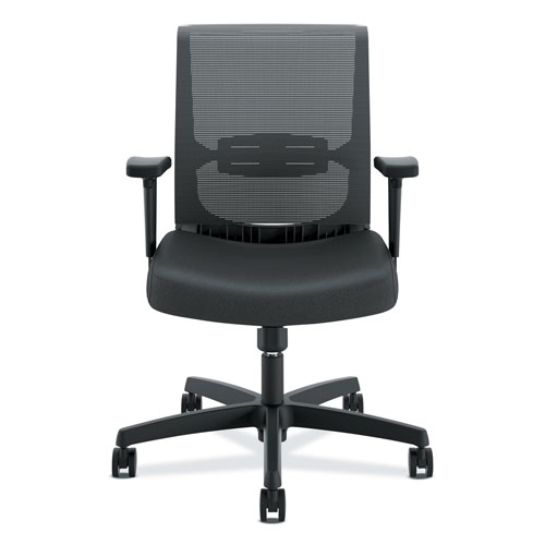 Hon Convergence Mid-Back Task Chair with Swivel-Tilt Control, Supports up to 275 lbs, Vinyl, Black Seat/Back, Black Base