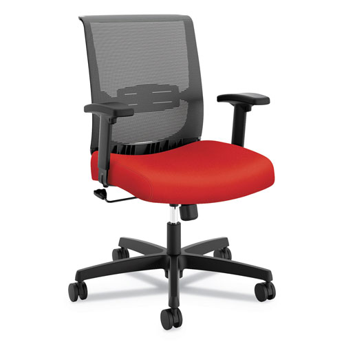 Hon Convergence Mid-Back Task Chair with Swivel-Tilt Control, Supports up to 275 lbs, Red Seat, Black Back, Black Base