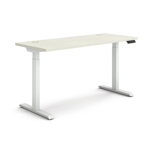 Hon Coordinate Height Adjustable Desk Bundle 2-Stage,58" x 22" x 27.75" to 47", Silver Mesh/Designer White