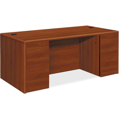 Hon Desk, Double-Pedestal, F/F, B/B/F, 66"x30"x29-1/2" , Cognac
