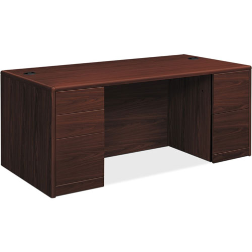 Hon Desk, Double-Pedestal, F/F, B/B/F, 66"x30"x29-1/2" , Mahogany