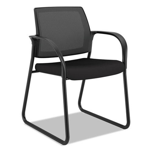 Hon Ignition Series Mesh Back Guest Chair with Sled Base, 25" x 22" x 34", Black Seat, Black Back, Black Base