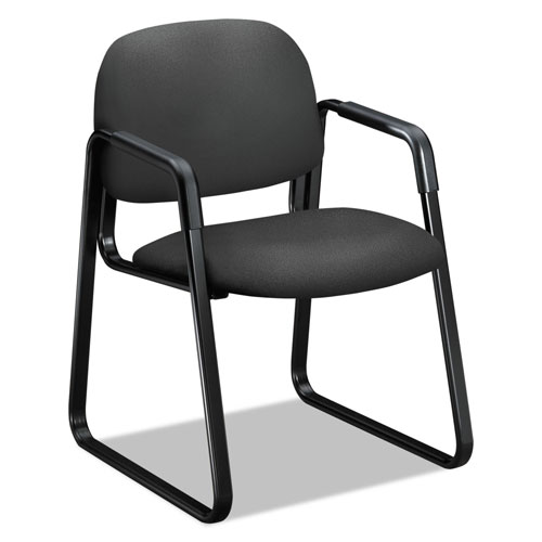 Hon Solutions Seating 4000 Series Sled Base Guest Chair, 23.5" x 26" x 33", Iron Ore Seat, Iron Ore Back, Black Base