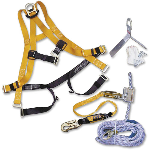 Honeywell Fall Protection Kit, Roofing, 50' Rope Lifeline, Yellow