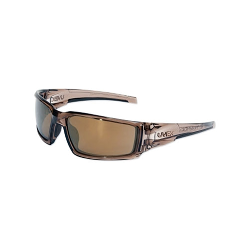 Honeywell Hypershock™ Safety Eyewear, Gold Mirror Polycarbonate Lens, Hardcoat, Smoke Brown Polycarbonate Frame