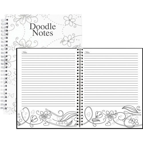 House Of Doolittle Doodles Notes, Ruled, 2-Piece 7" x 9", Black/White