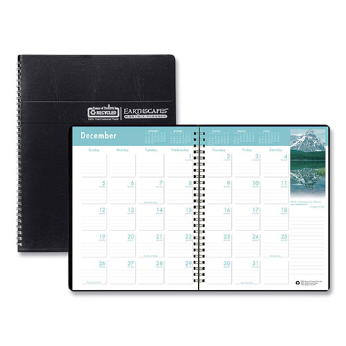 House Of Doolittle Earthscapes Recycled Ruled Monthly Planner, Landscapes Color Photos, 11 x 8.5, Black Cover, 14-Month (Dec-Jan): 2023-2025