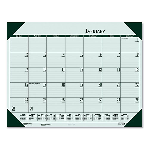 House Of Doolittle EcoTones Recycled Monthly Desk Pad Calendar, 22 x 17, Green-Tint/Woodland Green Sheets/Corners, 12-Month (Jan to Dec): 2024