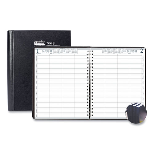 House Of Doolittle Executive Series Four-Person Group Practice Daily Appointment Book, 11 x 8.5, Black Hard Cover, 12-Month (Jan to Dec): 2024