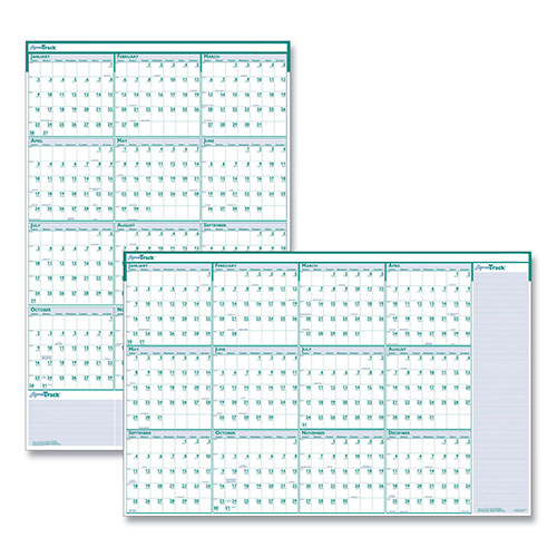 House Of Doolittle Express Track Recycled Reversible/Erasable Yearly Wall Calendar, 24 x 37, White/Teal Sheets, 12-Month (Jan to Dec): 2024