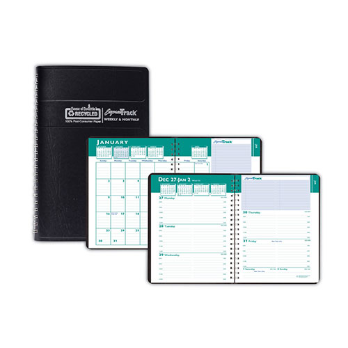 House Of Doolittle Express Track Recycled Weekly Appointment Book/Monthly Planner, 8 x 5, Black Cover, 13-Month (Jan to Jan): 2024 to 2025