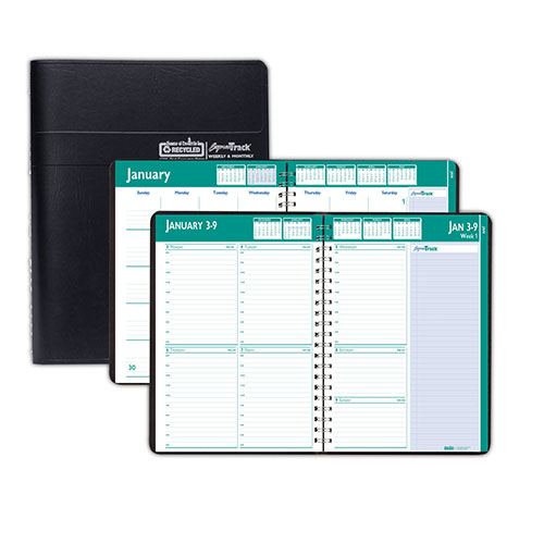 House Of Doolittle Express Track Weekly Appointment Book/Monthly Planner, 13-Month (Jan 2024 to Jan 2025), 11 x 8.5, Black Cover, Recycled