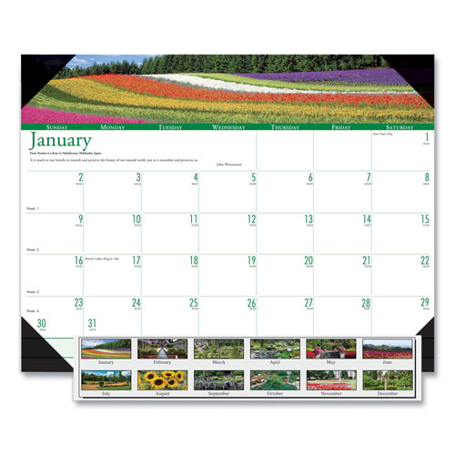 House Of Doolittle Recycled Gardens of the World Photo Monthly Desk Pad Calendar, 22 x 17, 2022