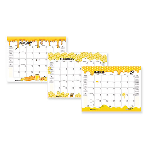 House Of Doolittle Recycled Honeycomb Desk Pad Calendar, 22 x 17, White/Multicolor Sheets, Brown Corners, 12-Month (Jan to Dec): 2024