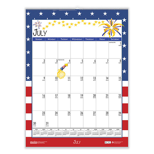 House Of Doolittle Recycled Seasonal Wall Calendar, Illustrated Seasons Artwork, 12 x 16.5, 12-Month (July to June): 2023 to 2024