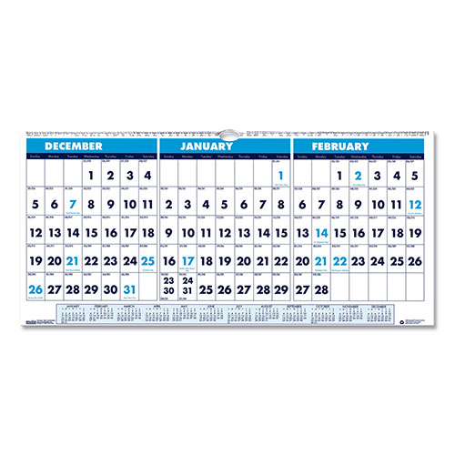 House Of Doolittle Recycled Three-Month Format Wall Calendar, Horizontal Orientation, 17 x 8, White Sheets, 14-Month (Dec to Jan): 2023 to 2025