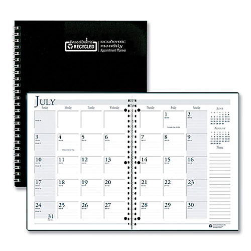 House Of Doolittle Spiralbound Academic Monthly Planner, 11 x 8.5, Black Cover, 14-Month (July to Aug): 2023 to 2024