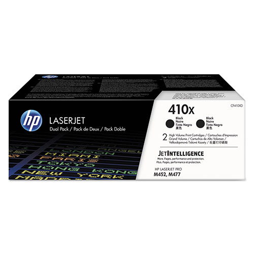 HP 410X, (CF410X-D) 2-pack High Yield Black Original LaserJet Toner Cartridges
