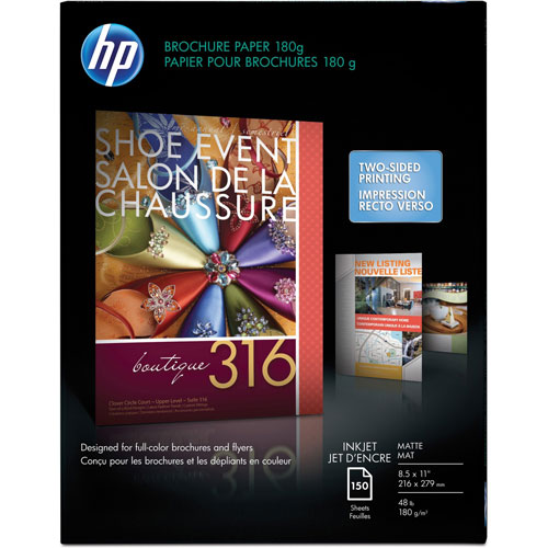 HP Brochure Paper, GE 103, 48lb., 8-1/2" x 11", Matte/White