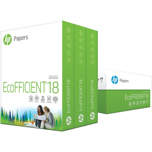 HP EcoFFICIENT 8.5x11 Copy & Multipurpose Paper, White, 92 Brightness, Letter, 8 1/2" x 11", 18 lb Basis Weight, 3/Carton