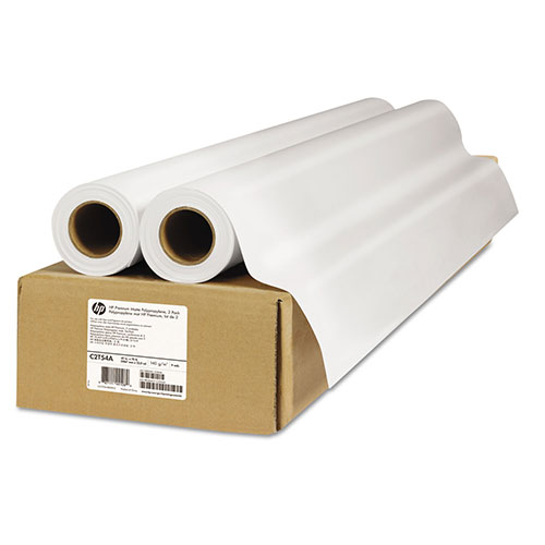HP Premium Matte Polypropylene Paper, 140 g/m2, 42" x 75 ft, White, 2 Rolls/Pack