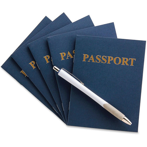 Hygloss Students Passport Book, 4-1/4" x 5-1/2", 12/PK, Navy
