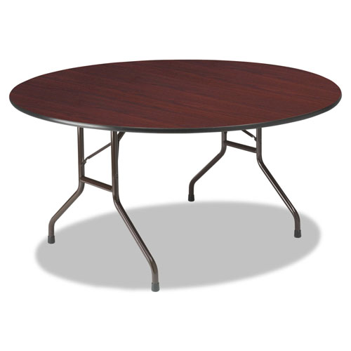 Iceberg Premium Wood Laminate Folding Table, 60 Dia. x 29h, Mahogany Top/Gray Base