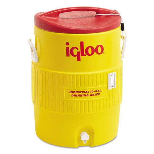 Igloo Industrial Water Cooler, 10 gal, Yellow/Red