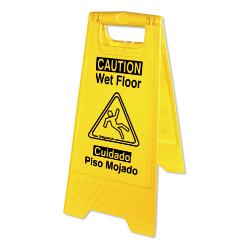 Impact Bilingual Yellow Wet Floor Sign, 12.05 x 1.55 x 24.3, Yellow