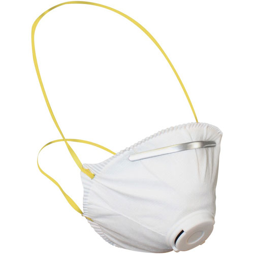 Impact Disposable Dust and Mist Respirator For Hot Conditions, White w/Yellow Straps