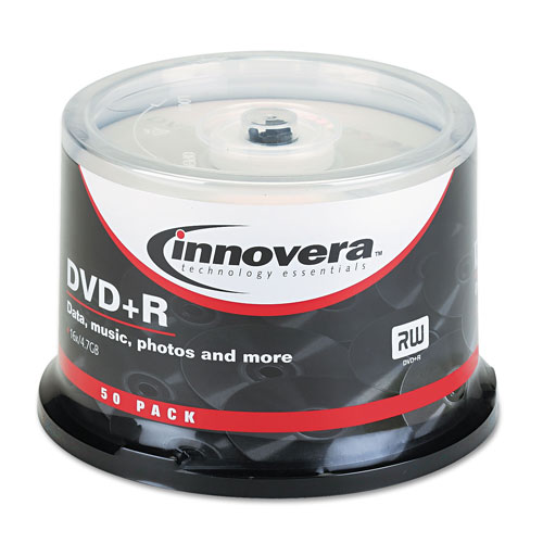 Innovera DVD+R Discs, 4.7GB, 16x, Spindle, Silver, 50/Pack