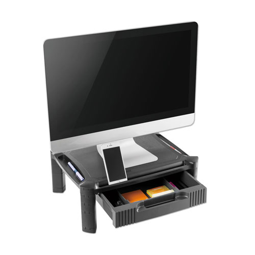 Innovera Large Monitor Stand with Cable Management and Drawer, 18 3/8" x 13 5/8" x 5"