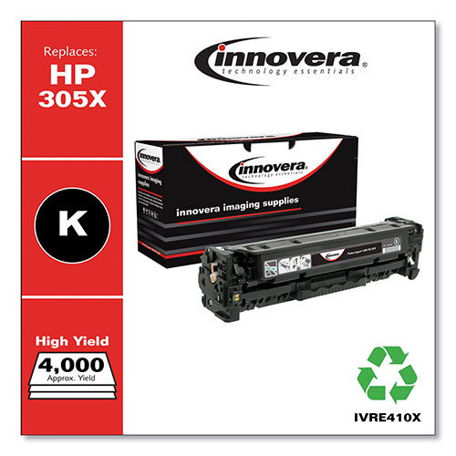 Innovera Remanufactured Black High-Yield Toner Cartridge, Replacement for HP 305X (CE410X), 4,000 Page-Yield