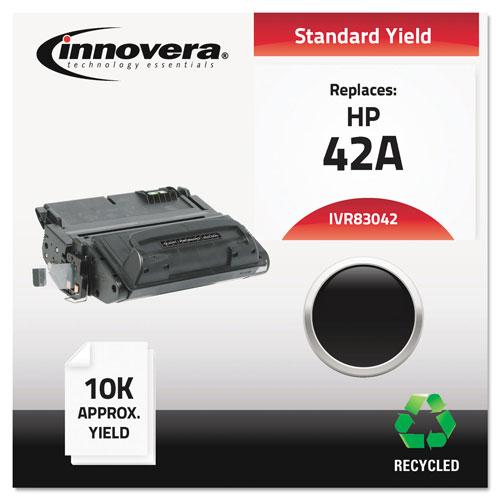 Innovera Remanufactured Black Toner Cartridge, Replacement for HP 42A (Q5942A), 10,000 Page-Yield