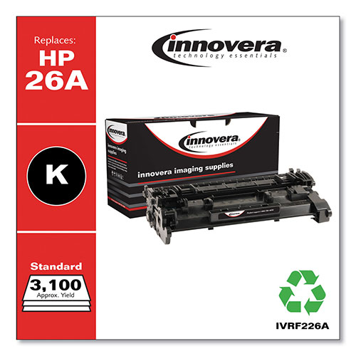 Innovera Remanufactured Black Toner Cartridge, Replacement for HP 26A (CF226A), 3,100 Page-Yield