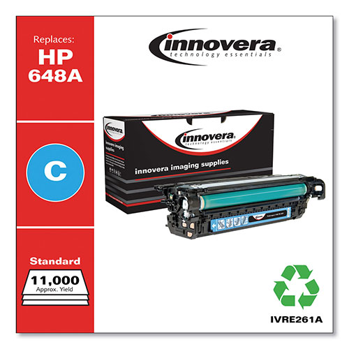 Innovera Remanufactured Cyan Toner Cartridge, Replacement for HP 648A (CE261A), 11,000 Page-Yield