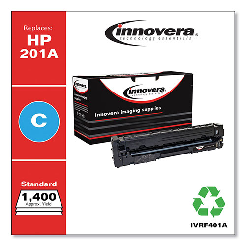Innovera Remanufactured Cyan Toner Cartridge, Replacement for HP 201A (CF401A), 1,400 Page-Yield