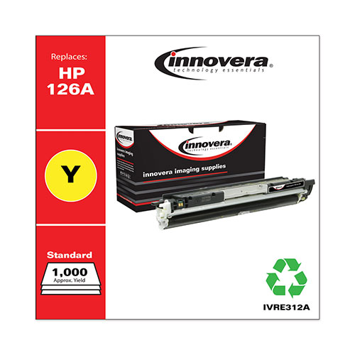 Innovera Remanufactured Yellow Toner Cartridge, Replacement for HP 126A (CE312A), 1,000 Page-Yield