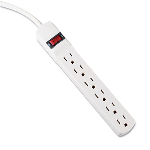Innovera Six-Outlet Power Strip, 15-Foot Cord, 1-15/16 x 10-3/16 x 1-3/16, Ivory