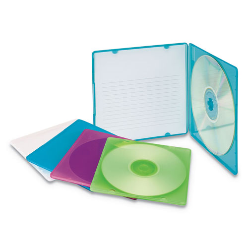 Innovera Slim CD Case, Assorted Colors, 10/Pack