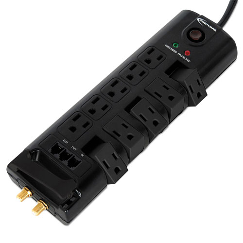 Innovera Surge Protector, 10 Outlets, 6 ft Cord, 2880 Joules, Black