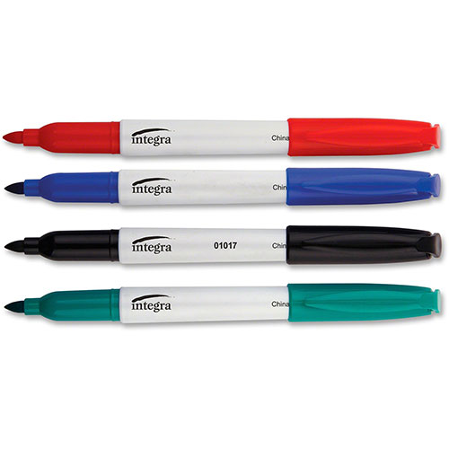 Integra Dry Erase Marker, Bullet Tip, 4/PK, Multi-Color