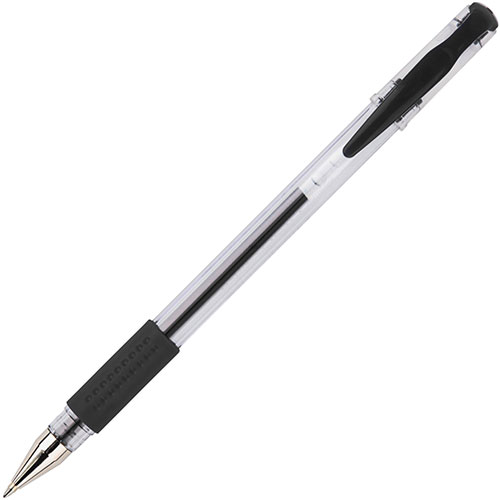 Integra Gel Stick Pen, Rubber Grip, 12/BX, Clear Barrel/BK Ink