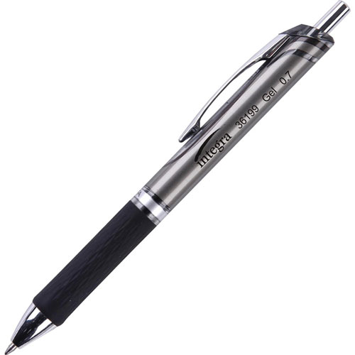 Integra Pen, Gel, Retractable, 0.7Mm, Black Ink/Grip/Accents