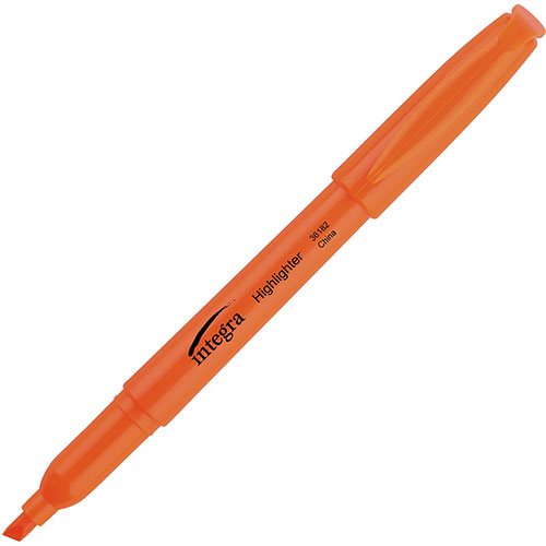 Integra Pen Style Highlighter, Chisel Point, Fluorescent Orange