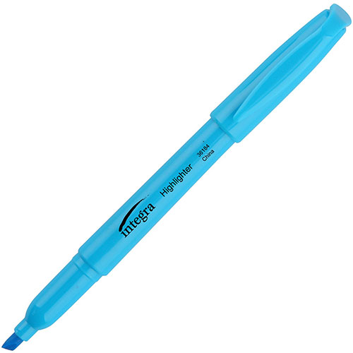 Integra Pen Style Highlighter, Chisel Point, Fluorescent Blue
