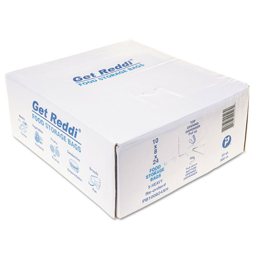 InteplastPitt Food Bags, 22 qt, 1.2 mil, 10" x 24", Clear, 500/Carton
