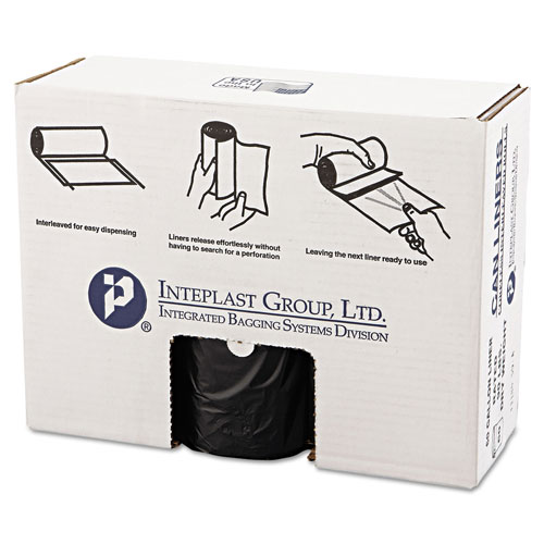 InteplastPitt High-Density Commercial Can Liners Value Pack, 60 gal, 19 microns, 38" x 58", Black, 150/Carton