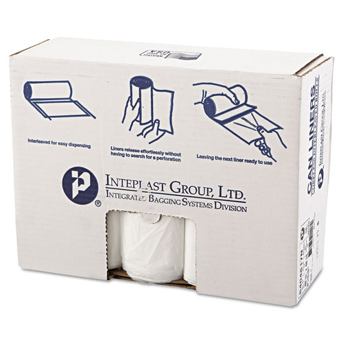 InteplastPitt High-Density Interleaved Commercial Can Liners, 45 gal, 17 microns, 40" x 48", Clear, 250/Carton